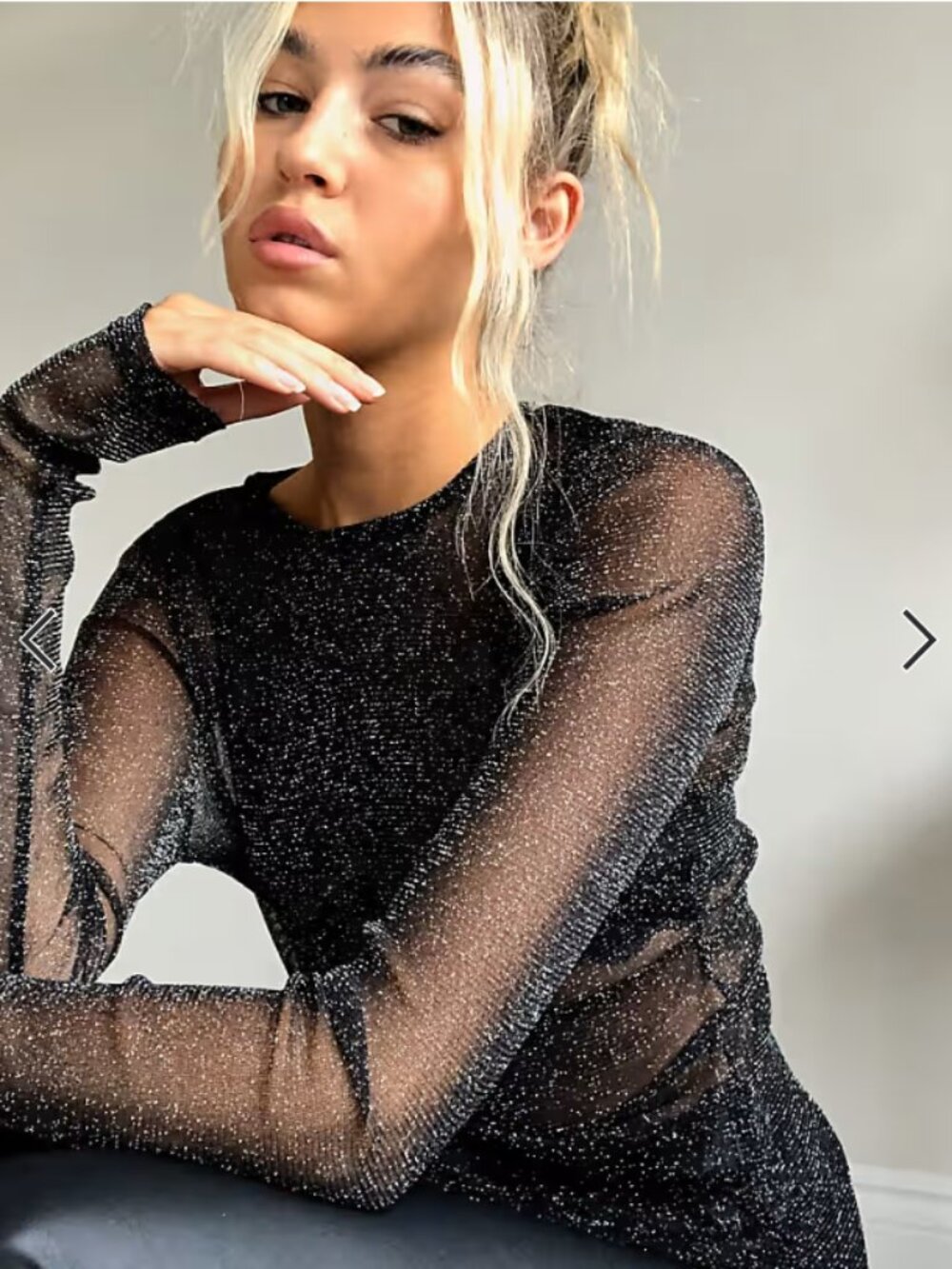 Noisy May sheer top in black
